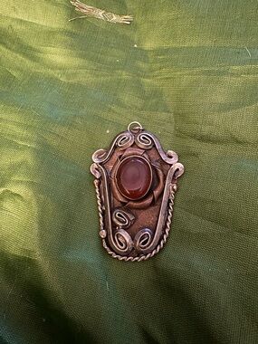 Vintage-Inspired Copper Pendant with Brown Carnelian Stone